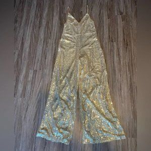 Gold Sequin Pantsuit Size Medium